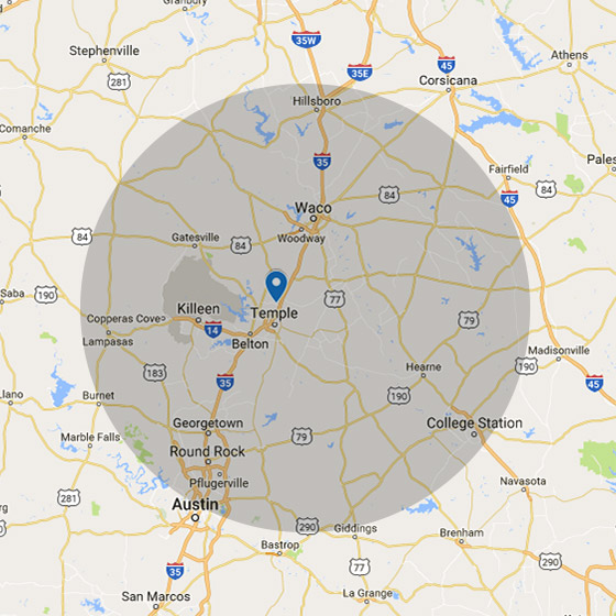 Washer Power Pressure washer cleaning services coverage area including Temple, Belton, Troy, and Little River-Academy.