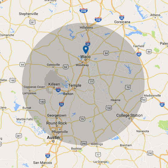 Washer Power power wash cleaning services coverage area including Waco, Woodway, Hewitt, Bellmead, Robinson, and McGregor TX.